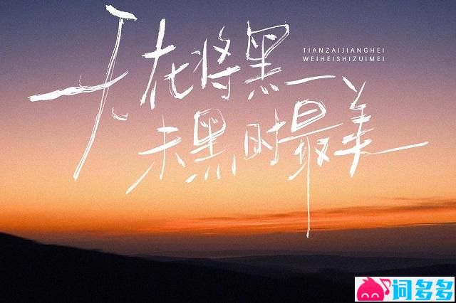 王巨星《天在将黑未黑时最美》歌词完整版