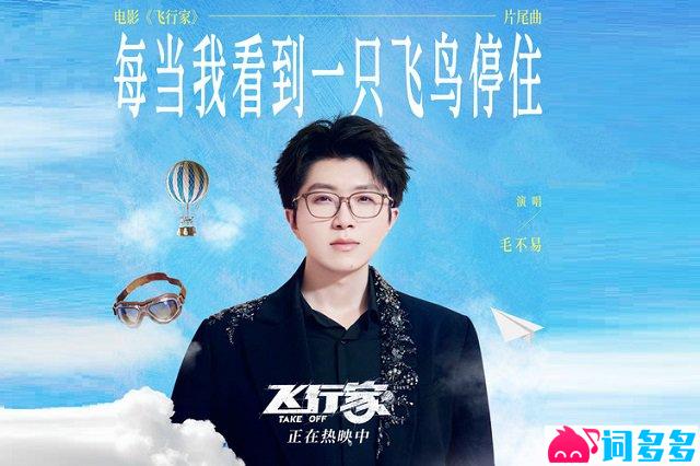 毛不易《每当我看到一只飞鸟停住》歌词封面图