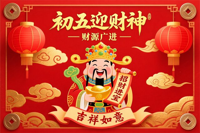 大年初五迎财神发朋友圈文案图片1