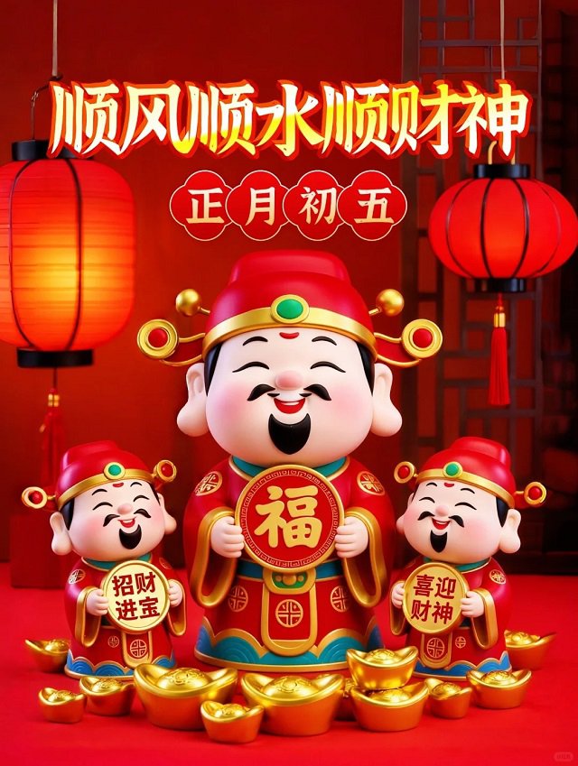 大年初五迎财神发朋友圈文案图片2